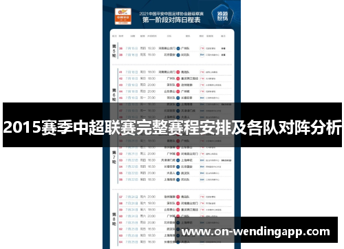 2015赛季中超联赛完整赛程安排及各队对阵分析